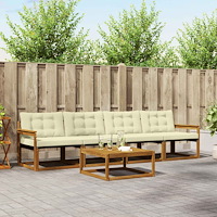 vidaXL Utomhussoffset med kudde 5 pcs Naturlig och Grädde