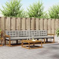 vidaXL Utomhussoffset med kudde 5 pcs Naturlig och Ljus Grå