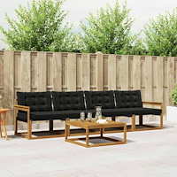 vidaXL Utomhussoffset med kudde 5 pcs Naturlig och svart