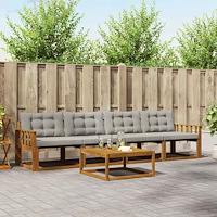 vidaXL Utomhussoffset med kudde 5 pcs Naturlig och Ljus Grå