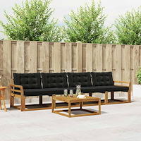 vidaXL Utomhussoffset med kudde 5 pcs Naturlig och svart