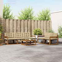 vidaXL Utomhussoffset med kudde 6 pcs Naturlig och Beige