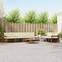 vidaXL Utomhussoffset med kudde 7 pcs Naturlig och Grädde