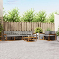 vidaXL Utomhussoffset med kudde 7 pcs Naturlig och Ljus Grå