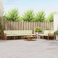 vidaXL Utomhussoffset med kudde 7 pcs Naturlig och Grädde