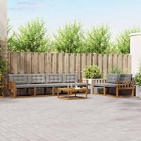 vidaXL Utomhussoffset med kudde 7 pcs Naturlig och Ljus Grå