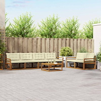 vidaXL Utomhussoffset med kudde 7 pcs Naturlig och Grädde