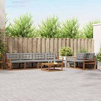 vidaXL Utomhussoffset med kudde 7 pcs Naturlig och Ljus Grå