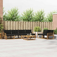 vidaXL Utomhussoffset med kudde 7 pcs Naturlig och svart