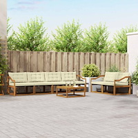 vidaXL Utomhussoffset med kudde 7 pcs Naturlig och Grädde
