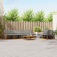 vidaXL Utomhussoffset med kudde 7 pcs Naturlig och Ljus Grå