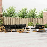 vidaXL Utomhussoffset med kudde 7 pcs Naturlig och svart