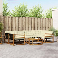 vidaXL Utomhussoffset med kudde 7 pcs Naturlig och Grädde