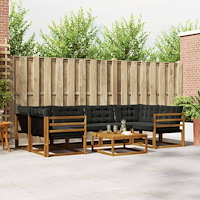 vidaXL Utomhussoffset med kudde 7 pcs Naturlig och svart