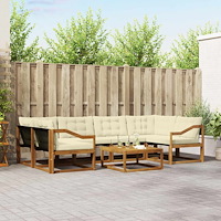 vidaXL Utomhussoffset med kudde 7 pcs Naturlig och Grädde