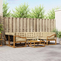 vidaXL Utomhussoffset med kudde 7 pcs Naturlig och Beige