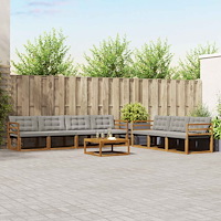 vidaXL Utomhussoffset med kudde 8 pcs Naturlig och Ljus Grå