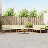 vidaXL Utomhussoffset med kudde 8 pcs Naturlig och Grädde