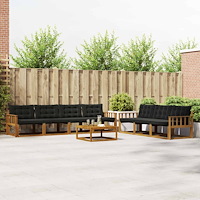 vidaXL Utomhussoffset med kudde 8 pcs Naturlig och svart