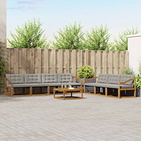 vidaXL Utomhussoffset med kudde 8 pcs Naturlig och Ljus Grå