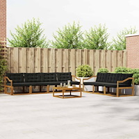 vidaXL Utomhussoffset med kudde 8 pcs Naturlig och svart