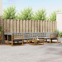 vidaXL Utomhussoffset med kudde 8 pcs Naturlig och Ljus Grå