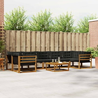 vidaXL Utomhussoffset med kudde 8 pcs Naturlig och svart