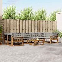 vidaXL Utomhussoffset med kudde 8 pcs Naturlig och Ljus Grå