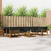 vidaXL Utomhussoffset med kudde 8 pcs Naturlig och svart