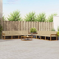 vidaXL Utomhussoffset med kudde 9 pcs Naturlig och Beige