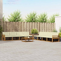 vidaXL Utomhussoffset med kudde 9 pcs Naturlig och Grädde