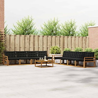 vidaXL Utomhussoffset med kudde 9 pcs Naturlig och svart