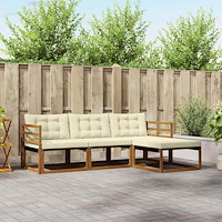 vidaXL Utomhussoffset med kudde 4 pcs Naturlig och Grädde