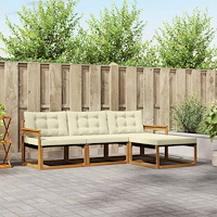 vidaXL Utomhussoffset med kudde 4 pcs Naturlig och Grädde