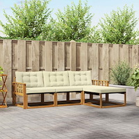 vidaXL Utomhussoffset med kudde 4 pcs Naturlig och Grädde