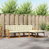 vidaXL Utomhussoffset med kudde 4 pcs Naturlig och Grädde