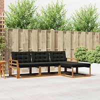vidaXL Utomhussoffset med kudde 4 pcs Naturlig och svart