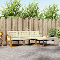 vidaXL Utomhussoffset med kudde 4 pcs Naturlig och Grädde