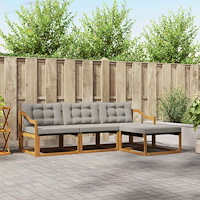 vidaXL Utomhussoffset med kudde 4 pcs Naturlig och Ljus Grå