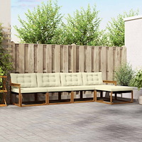 vidaXL Utomhussoffset med kudde 5 pcs Naturlig och Grädde