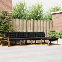 vidaXL Utomhussoffset med kudde 5 pcs Naturlig och svart