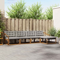 vidaXL Utomhussoffset med kudde 5 pcs Naturlig och Ljus Grå