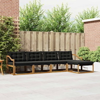 vidaXL Utomhussoffset med kudde 5 pcs Naturlig och svart