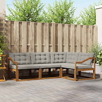 vidaXL Utomhussoffset med kudde 4 pcs Naturlig och Ljus Grå