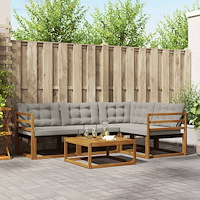 vidaXL Utomhussoffset med kudde 5 pcs Naturlig och Ljus Grå