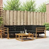 vidaXL Utomhussoffset med kudde 5 pcs Naturlig och svart