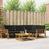 vidaXL Utomhussoffset med kudde 5 pcs Naturlig och svart