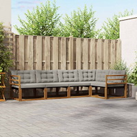 vidaXL Utomhussoffset med kudde 5 pcs Naturlig och Ljus Grå