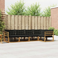 vidaXL Utomhussoffset med kudde 5 pcs Naturlig och svart