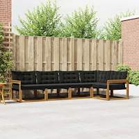 vidaXL Utomhussoffset med kudde 5 pcs Naturlig och svart